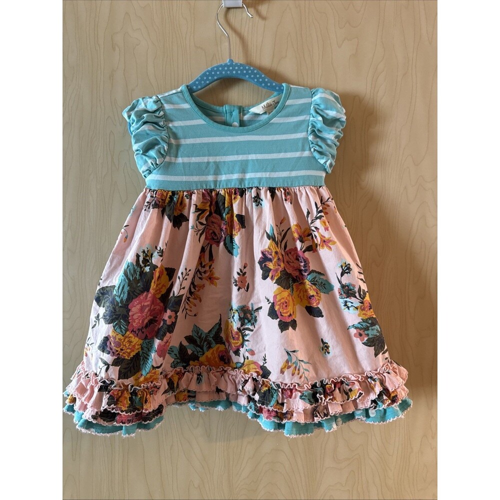Matilda Jane Pick Me dress in pink and blue floral ruffled sleeves Size 18-24